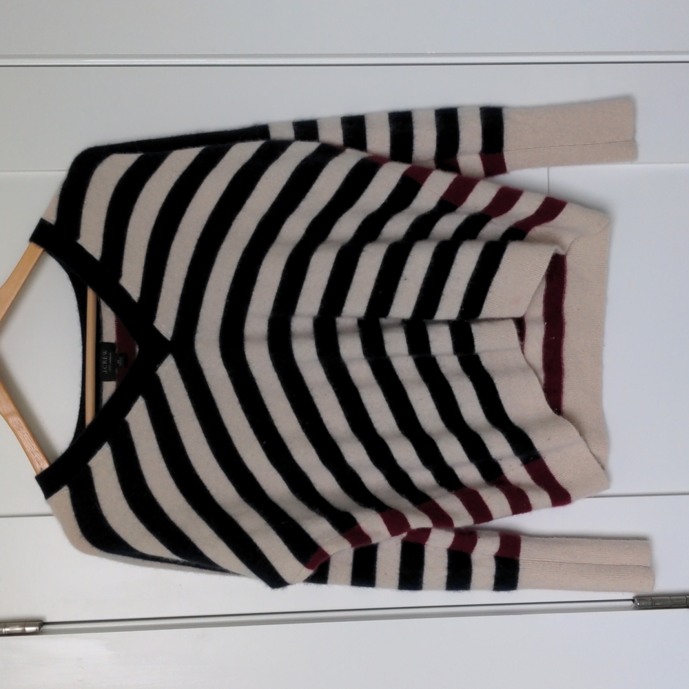 J. Crew Red Blue Cream Cashmere XS Sweater